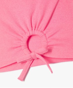 Débardeur en maille côtelée coupe courte avec ouverture sur le ventre fille